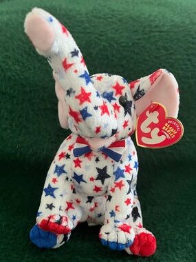 Ty Beanie Baby Righty 2004 Patriotic Elephant Stars